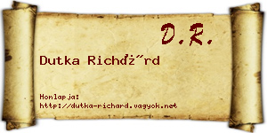 Dutka Richárd névjegykártya